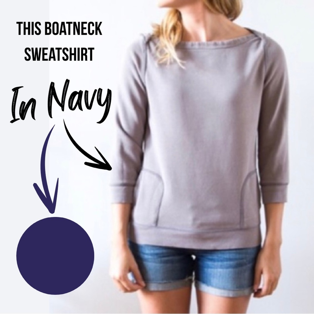 J. Crew ⚓️ French Terry Boatneck 3/4 Sleeve Pocket Sweatshirt